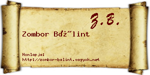 Zombor Bálint névjegykártya